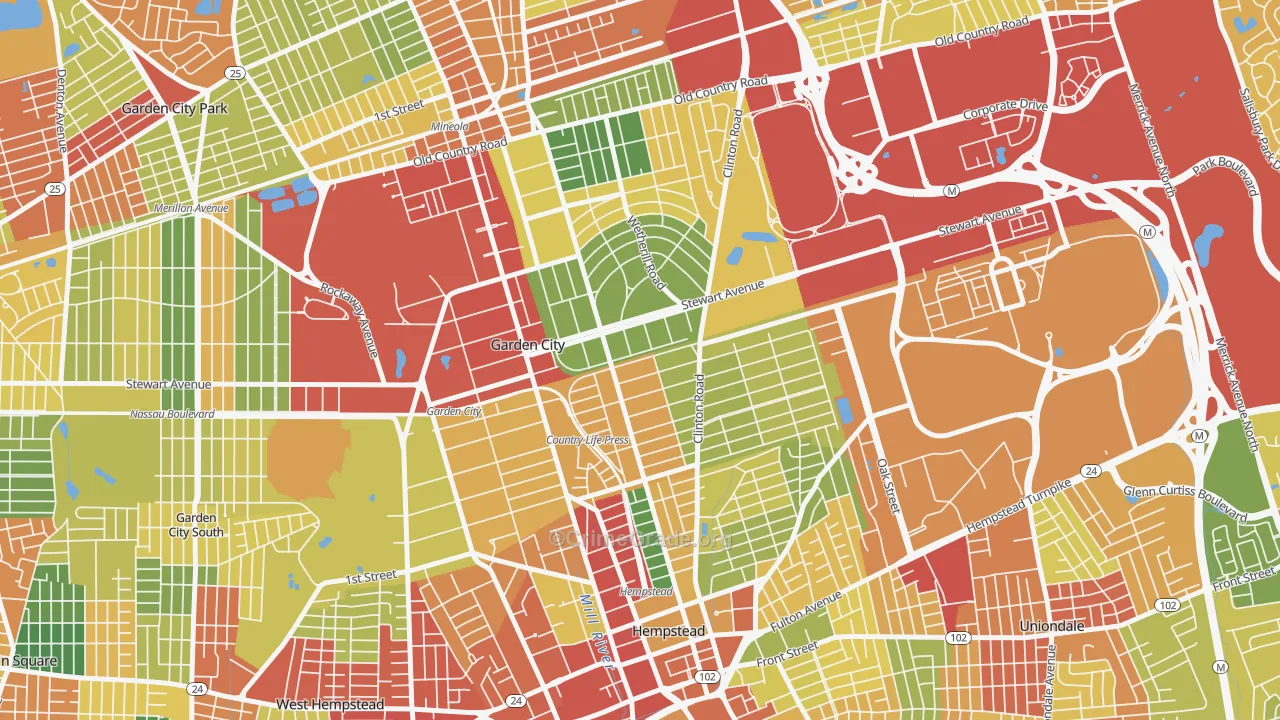 Mott Section, Garden City, NY Map of Theft Rates