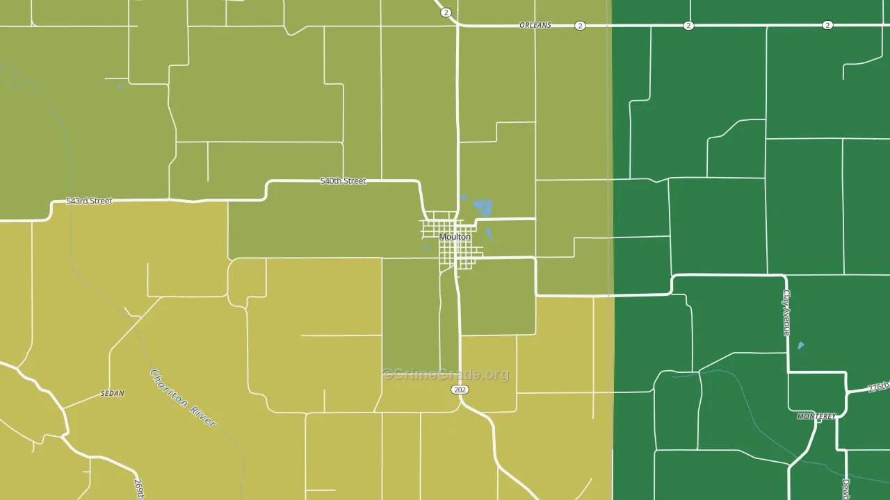 Moulton, IA Map of Theft Rates
