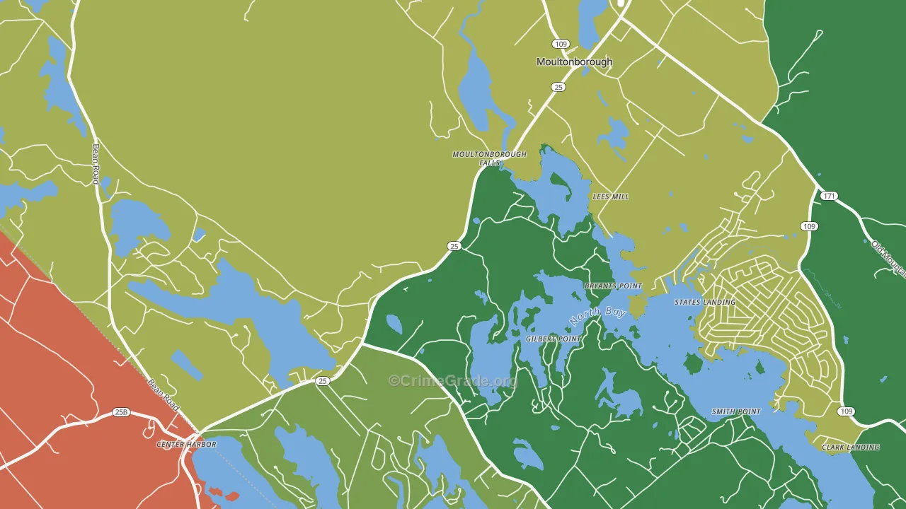Moultonborough Falls, NH Map of Theft Rates
