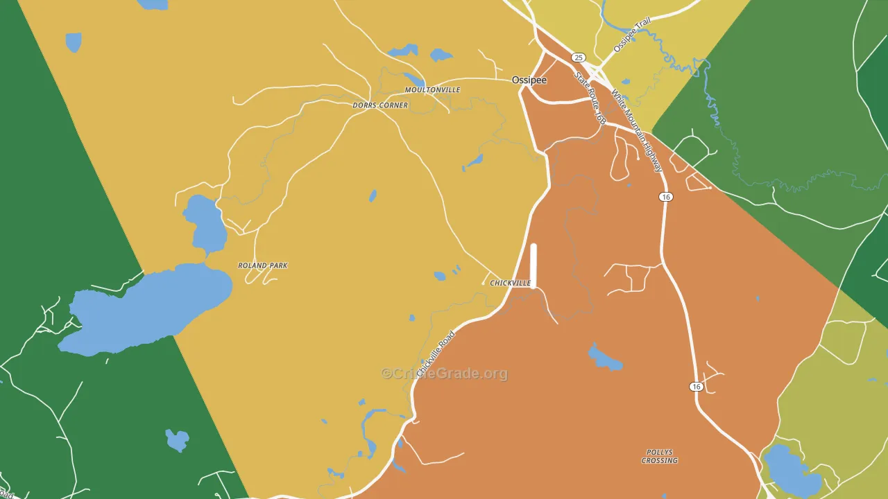 Moultonville, NH Map of Theft Rates