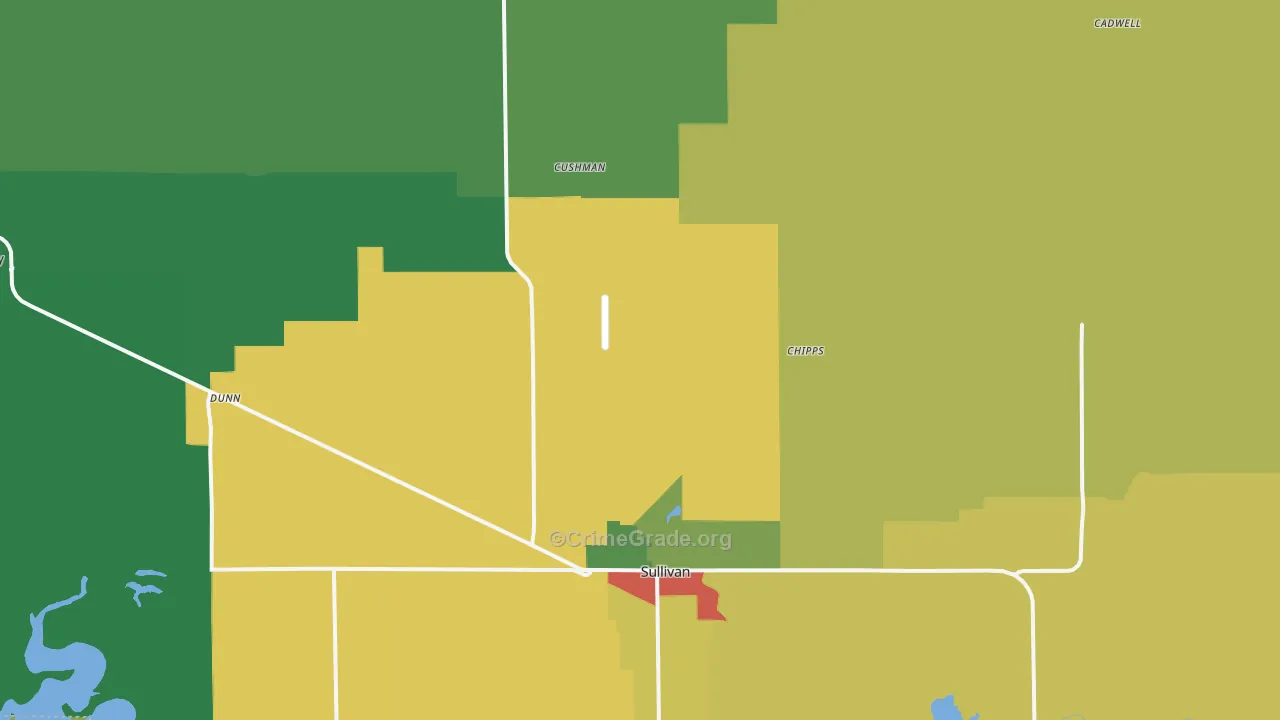 Moultrie County, IL Map of Theft Rates