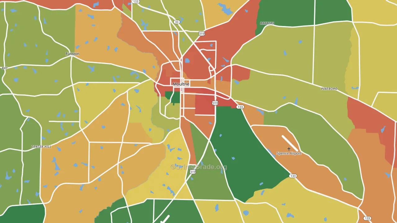 Moultrie, GA Map of Theft Rates