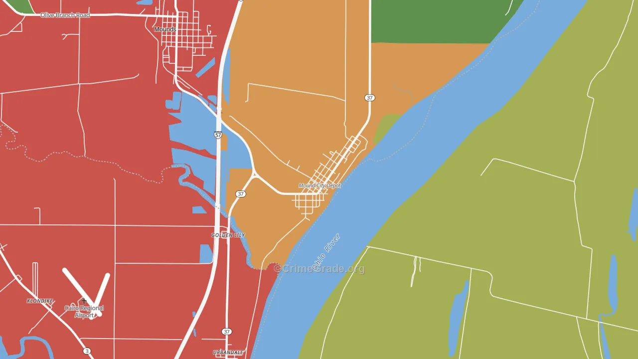 Mound City, IL Map of Theft Rates