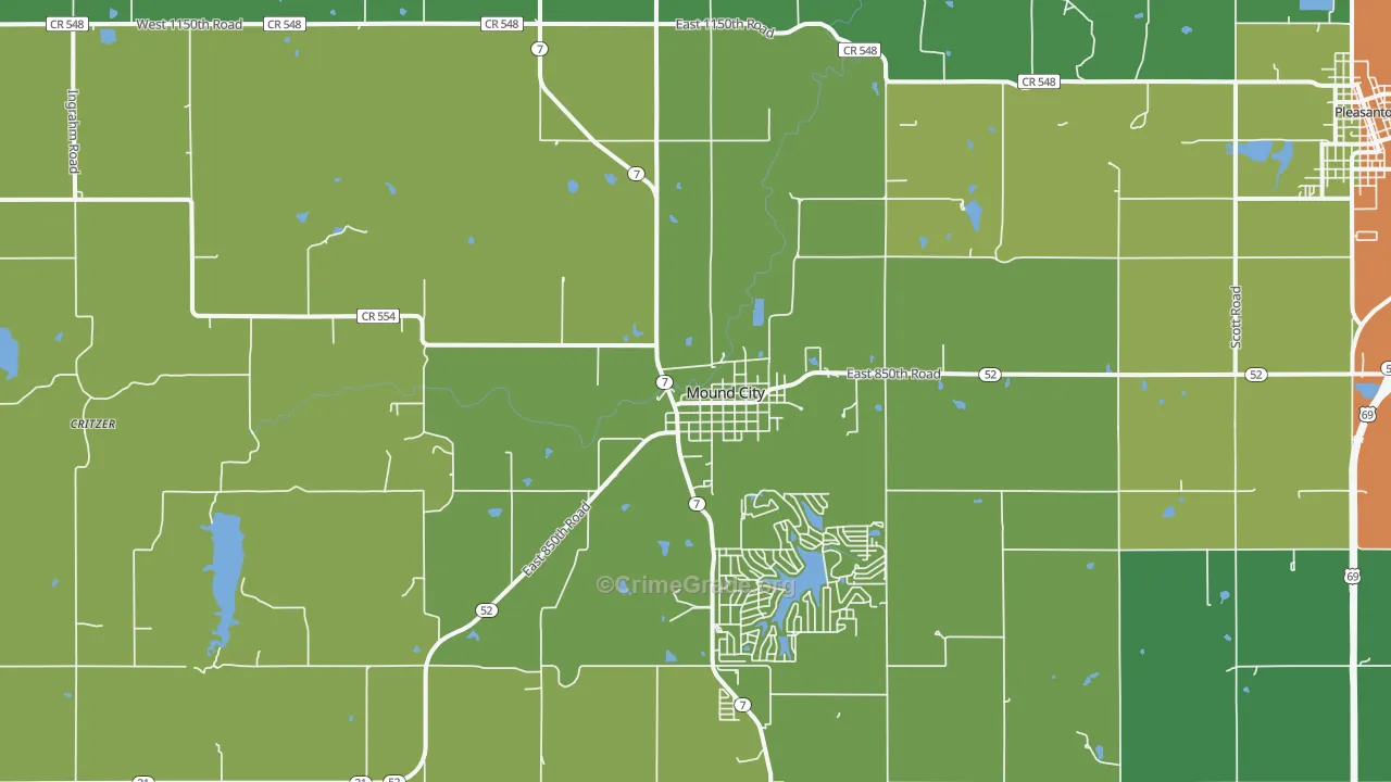 Mound City, KS Map of Theft Rates