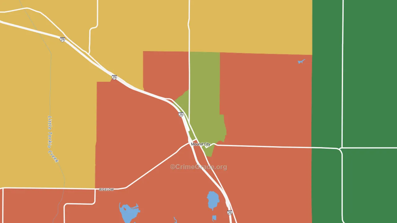 Mound City, MO Map of Theft Rates