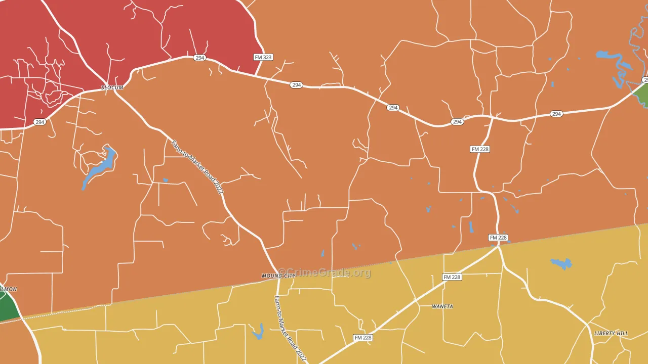 Mound City, TX Map of Theft Rates