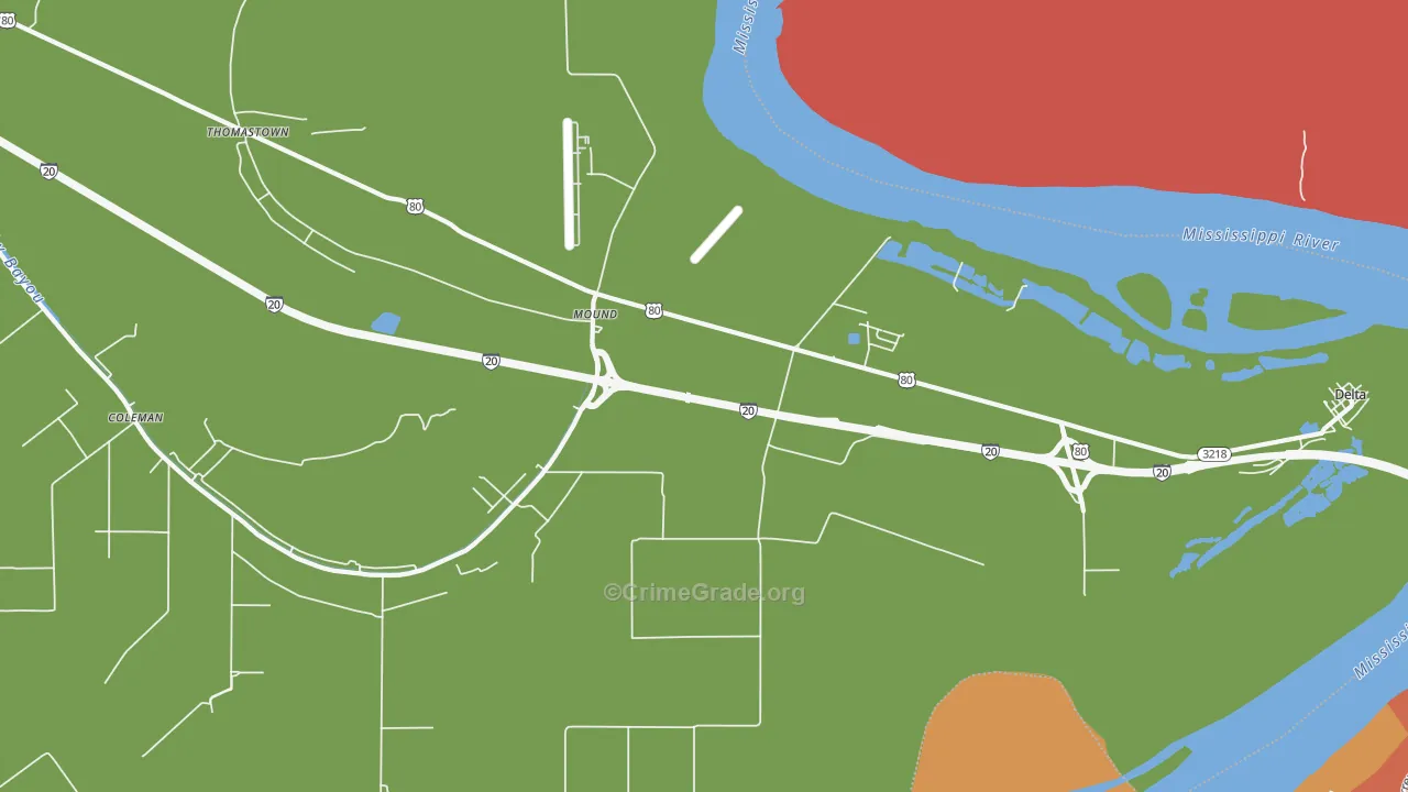 Mound, LA Map of Theft Rates