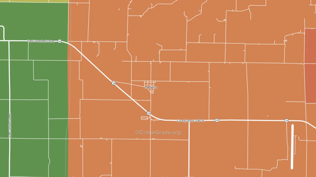 Mound Station, IL Map of Theft Rates