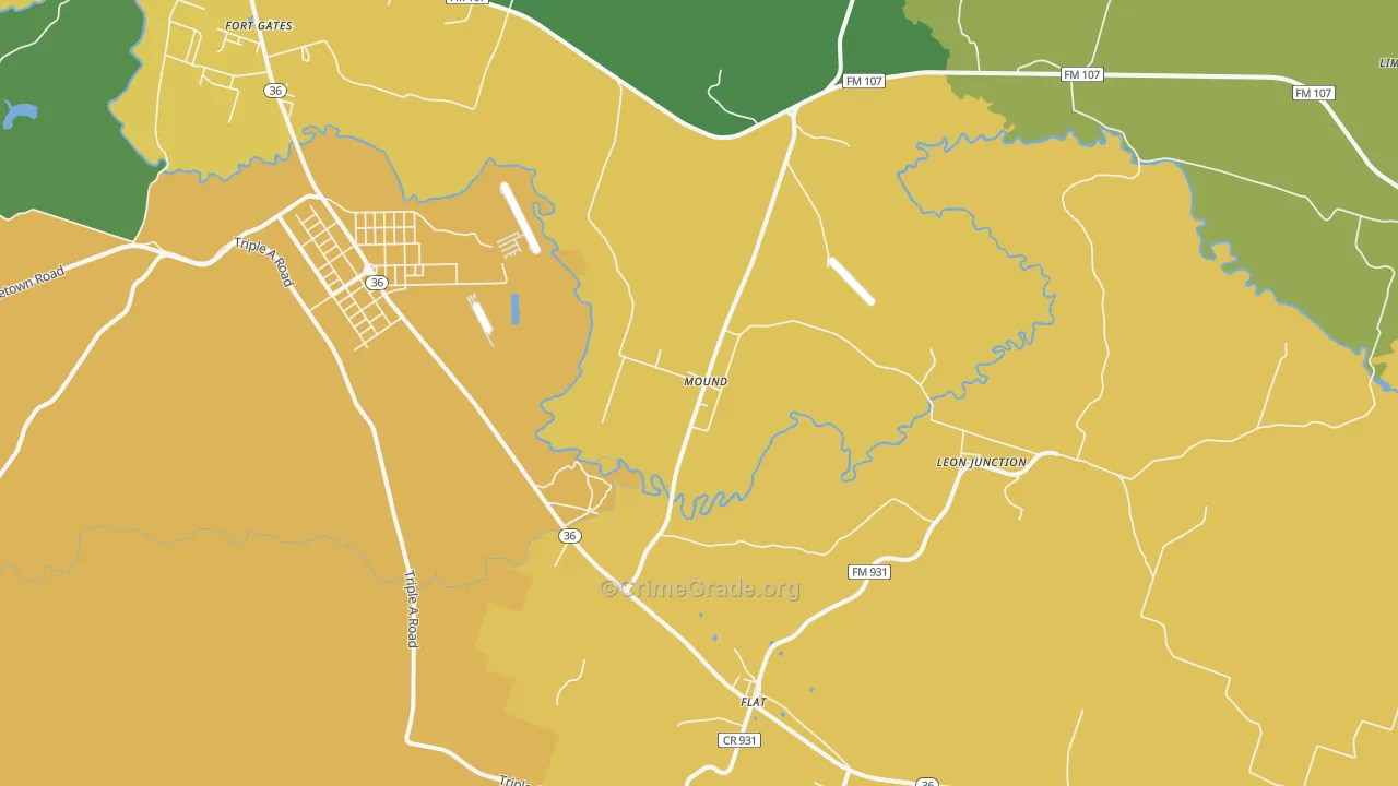 Mound, TX Map of Theft Rates
