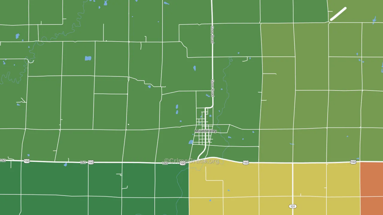 Mound Valley, KS Map of Theft Rates