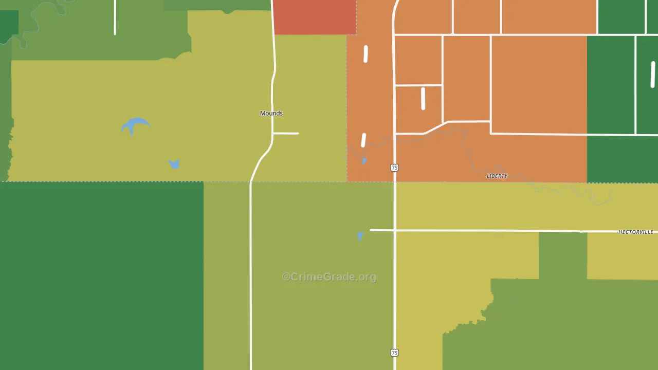 Mounds, OK Map of Theft Rates