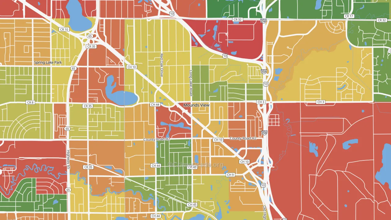 Mounds View, MN Map of Theft Rates