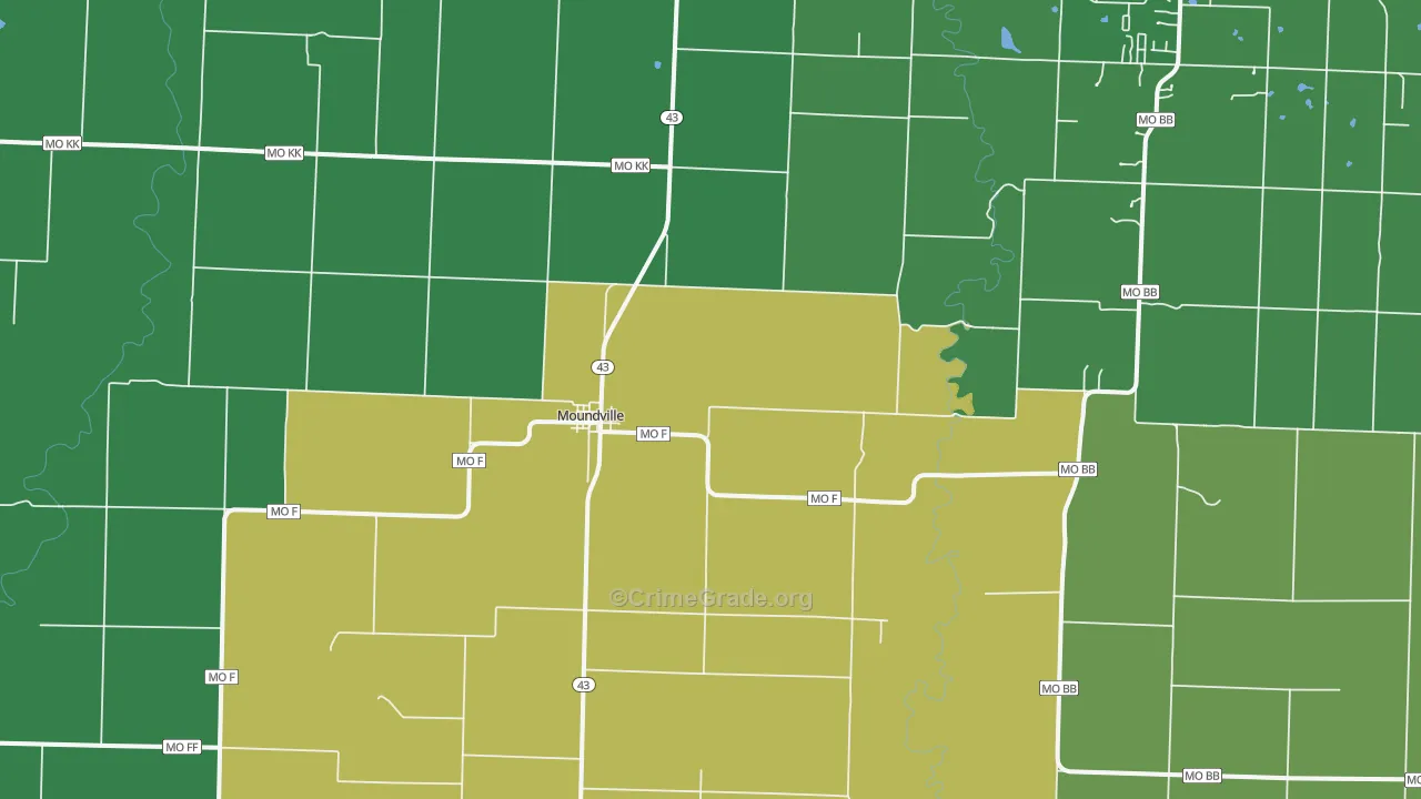Moundville, MO Map of Theft Rates