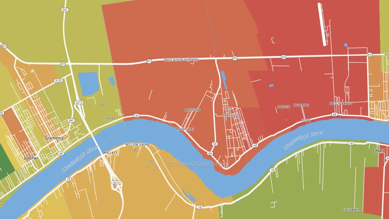 Mount Airy, LA Map of Theft Rates