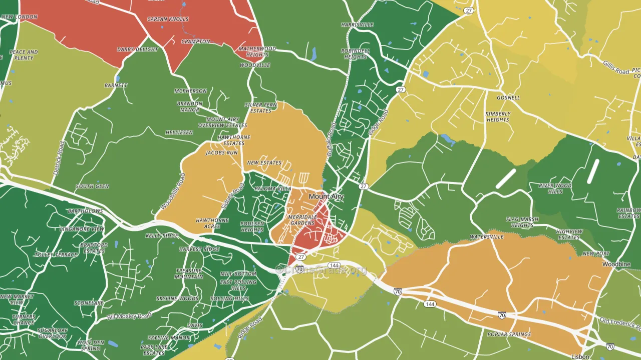 Mount Airy, MD Map of Theft Rates