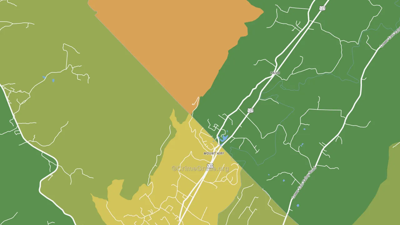 Mount Airy, TN Map of Theft Rates