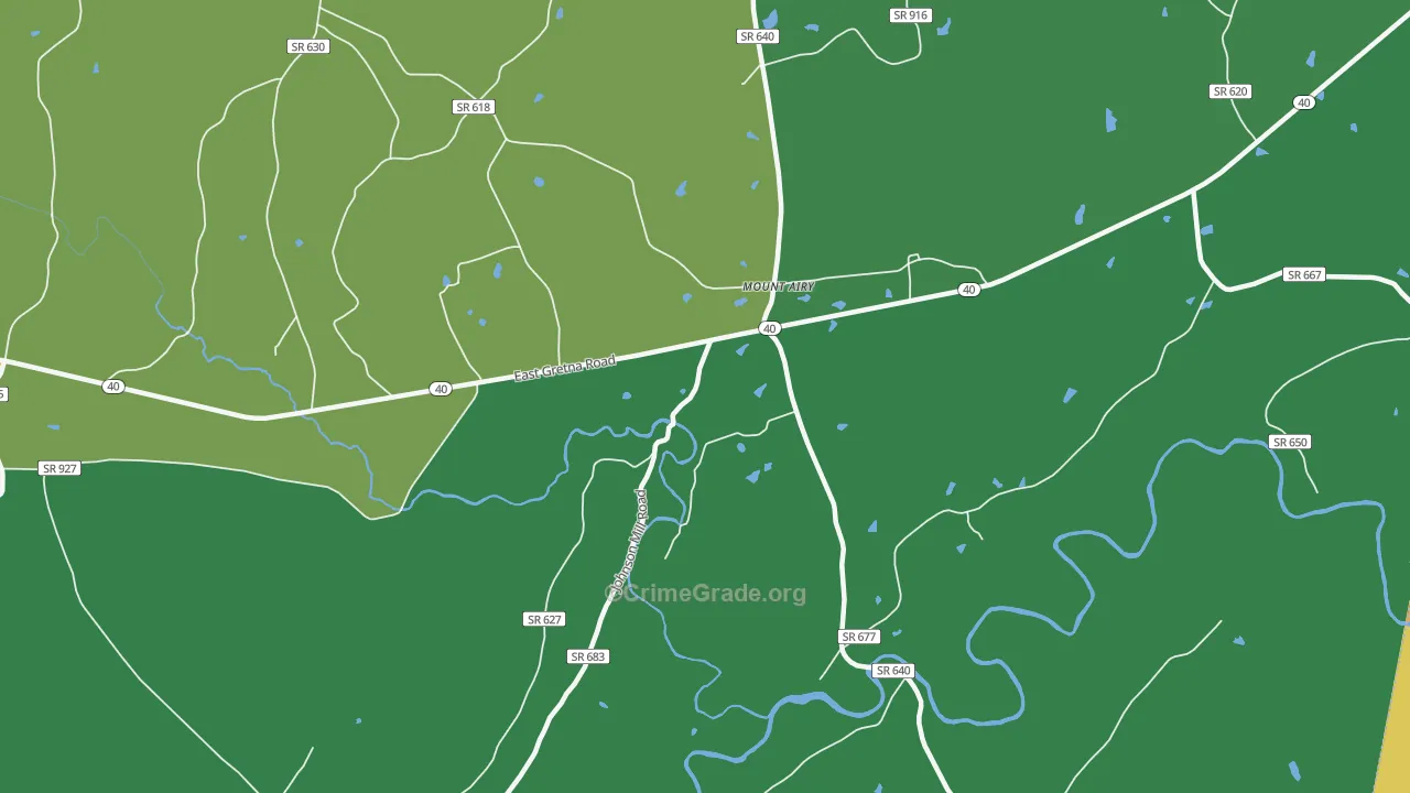 Mount Airy, VA Map of Theft Rates