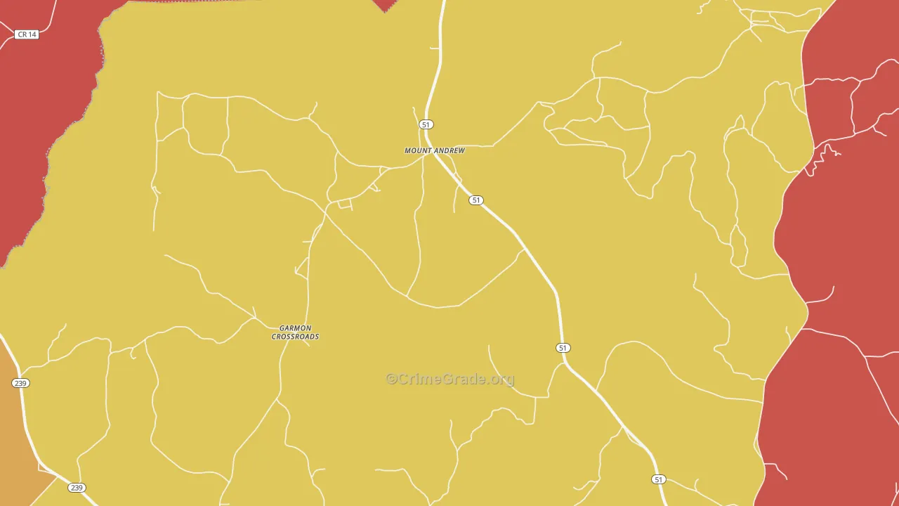 Mount Andrew, AL Map of Theft Rates