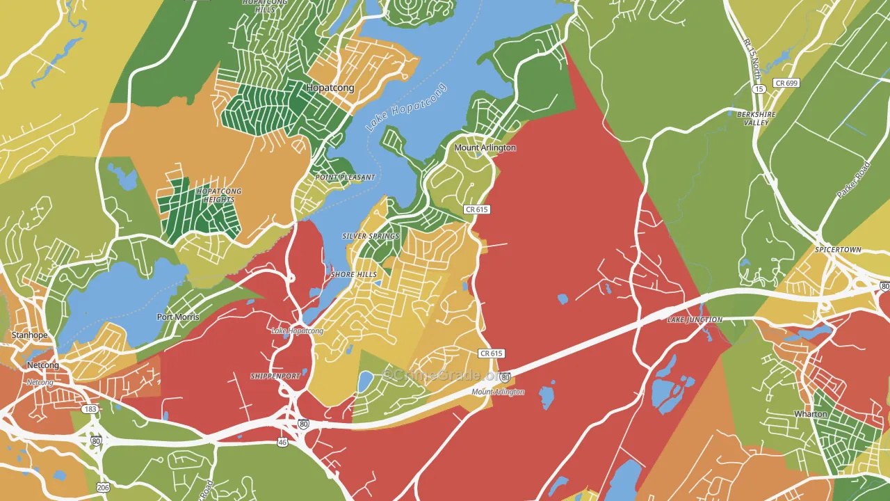 Mount Arlington, NJ Map of Theft Rates