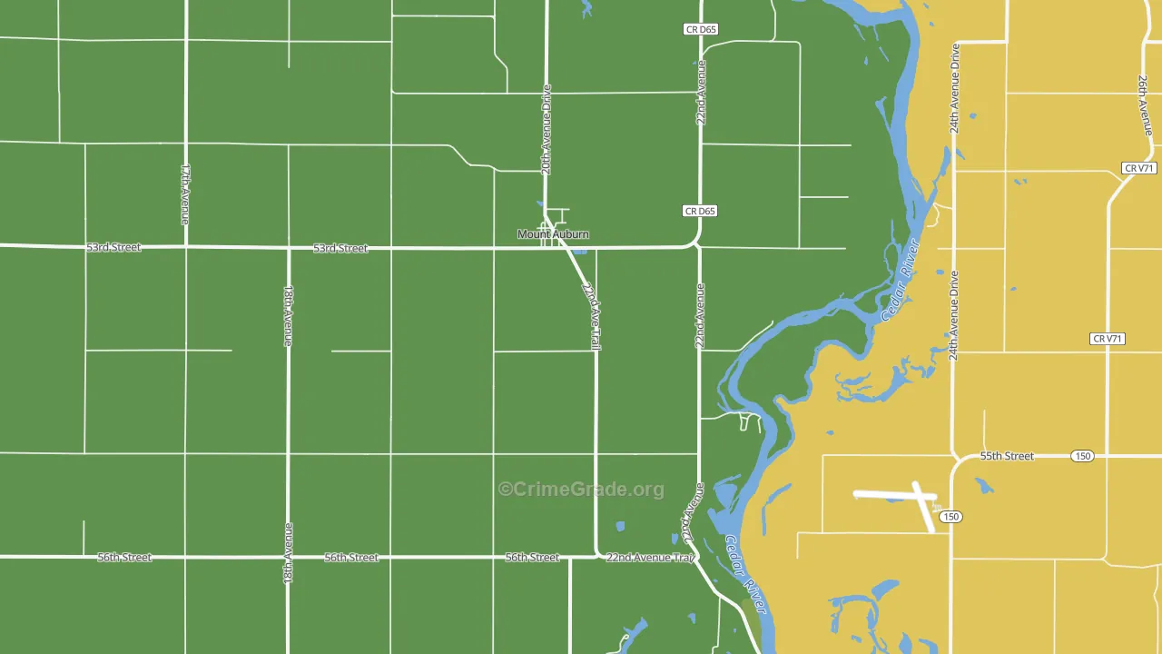 Mount Auburn, IA Map of Theft Rates