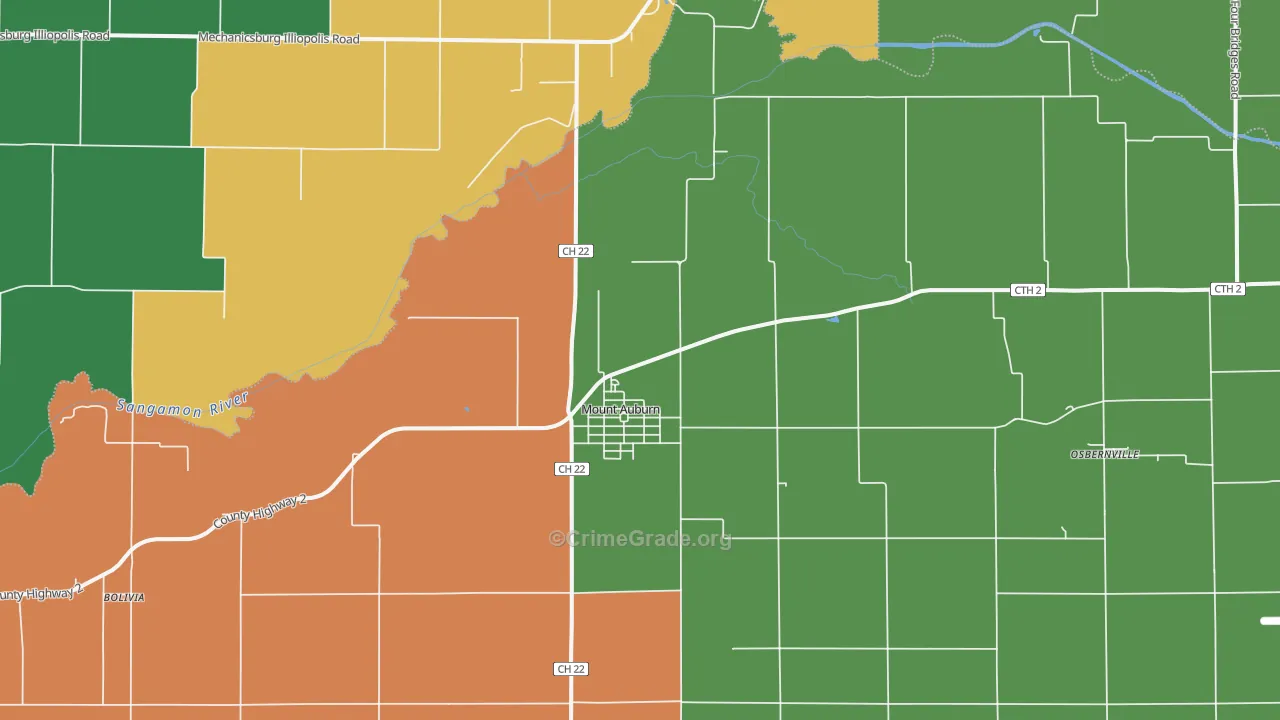Mount Auburn, IL Map of Theft Rates