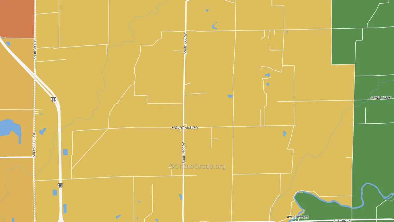 Mount Auburn, IN Map of Theft Rates