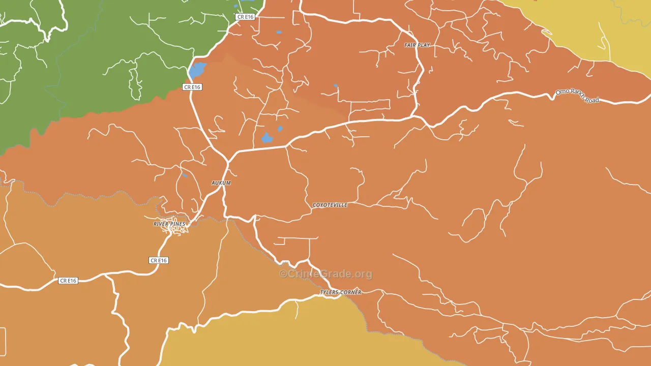 Mount Aukum, CA Map of Theft Rates
