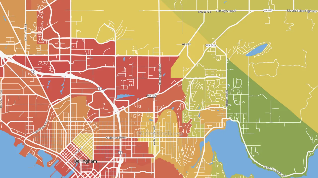 Mount Baker, Bellingham, WA Map of Theft Rates