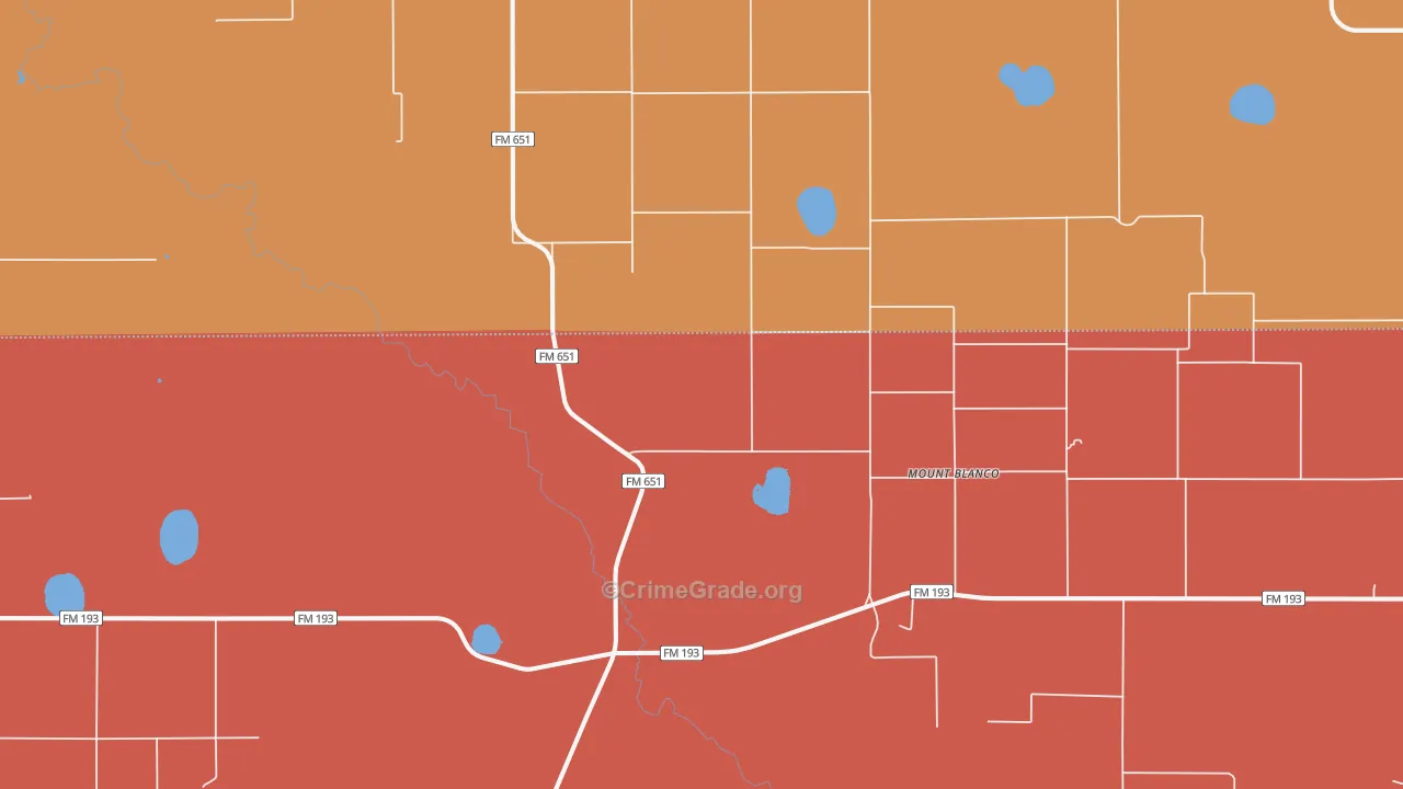 Mount Blanco, TX Map of Theft Rates