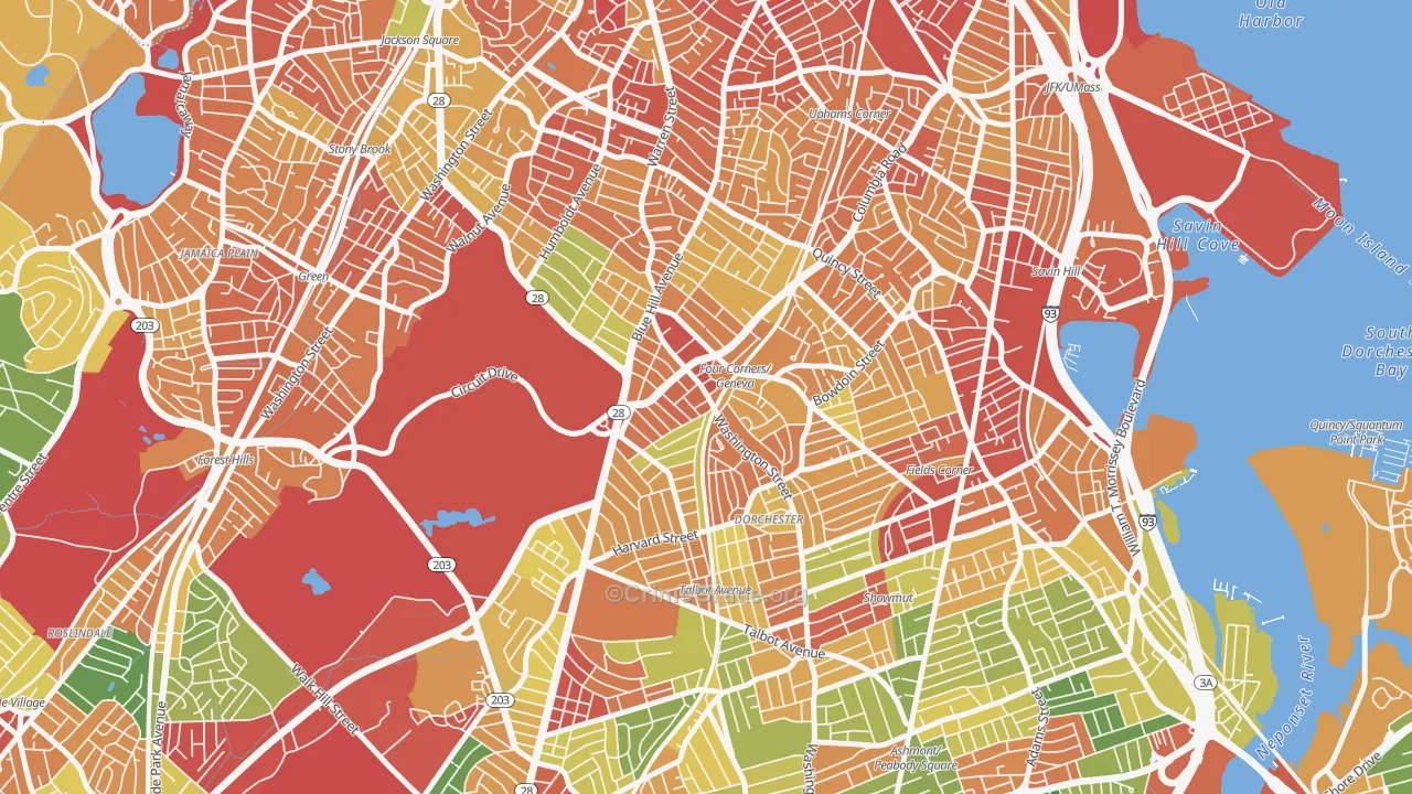 Mount Bowdoin, Boston, MA Map of Theft Rates