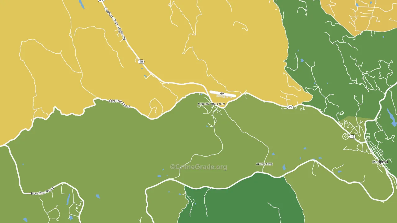 Mount Bullion, CA Map of Theft Rates