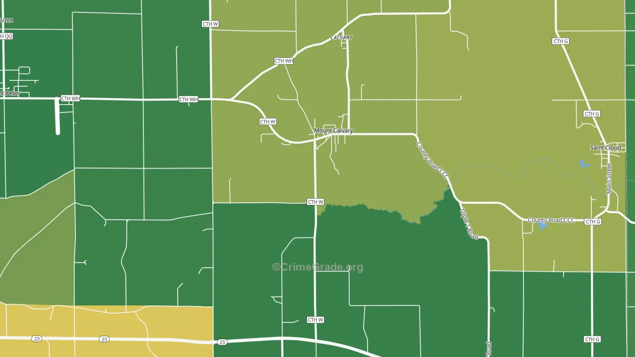 Mount Calvary, WI Map of Theft Rates