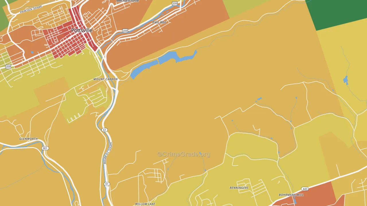 Mount Carbon, PA Map of Theft Rates
