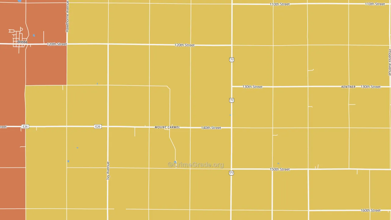 Mount Carmel, IA Map of Theft Rates