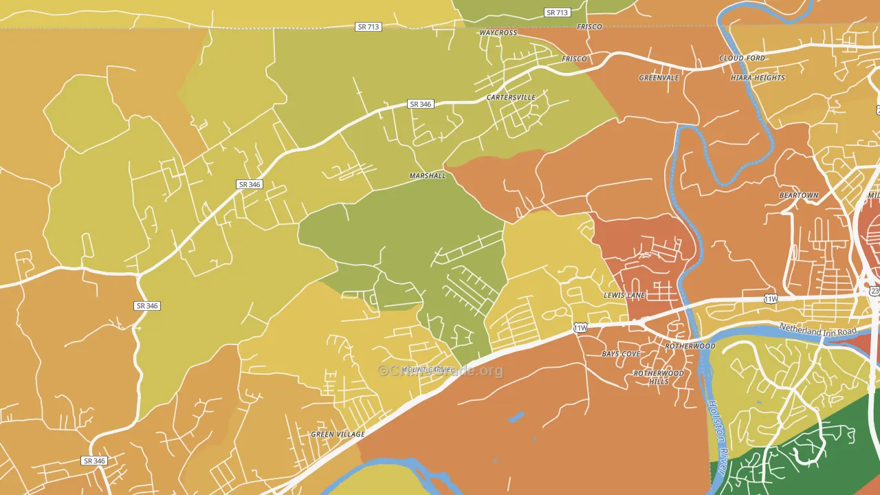 Mount Carmel, TN Map of Theft Rates