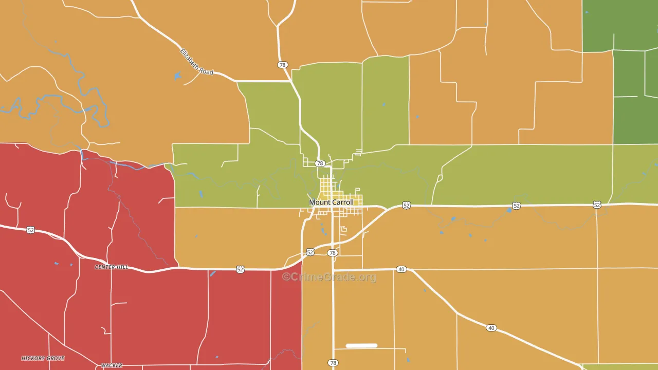Mount Carroll, IL Map of Theft Rates