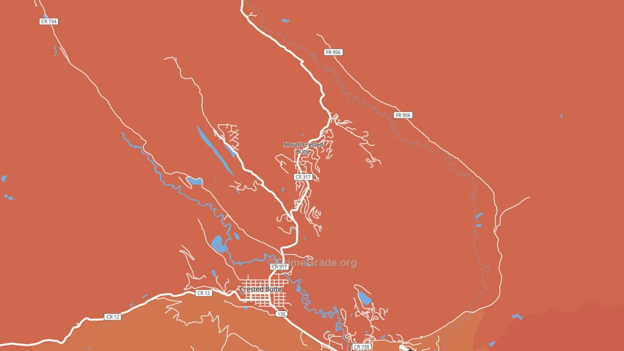 Mount Crested Butte, CO Map of Theft Rates