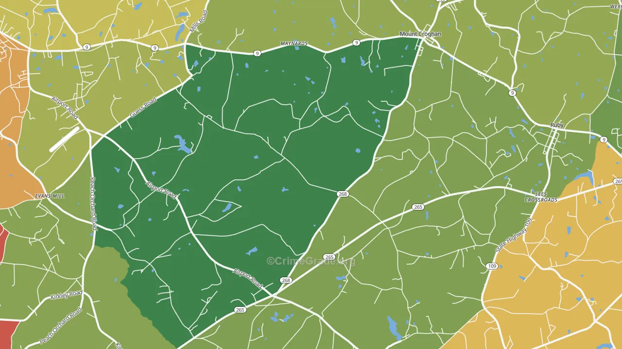 Mount Croghan, SC Map of Theft Rates
