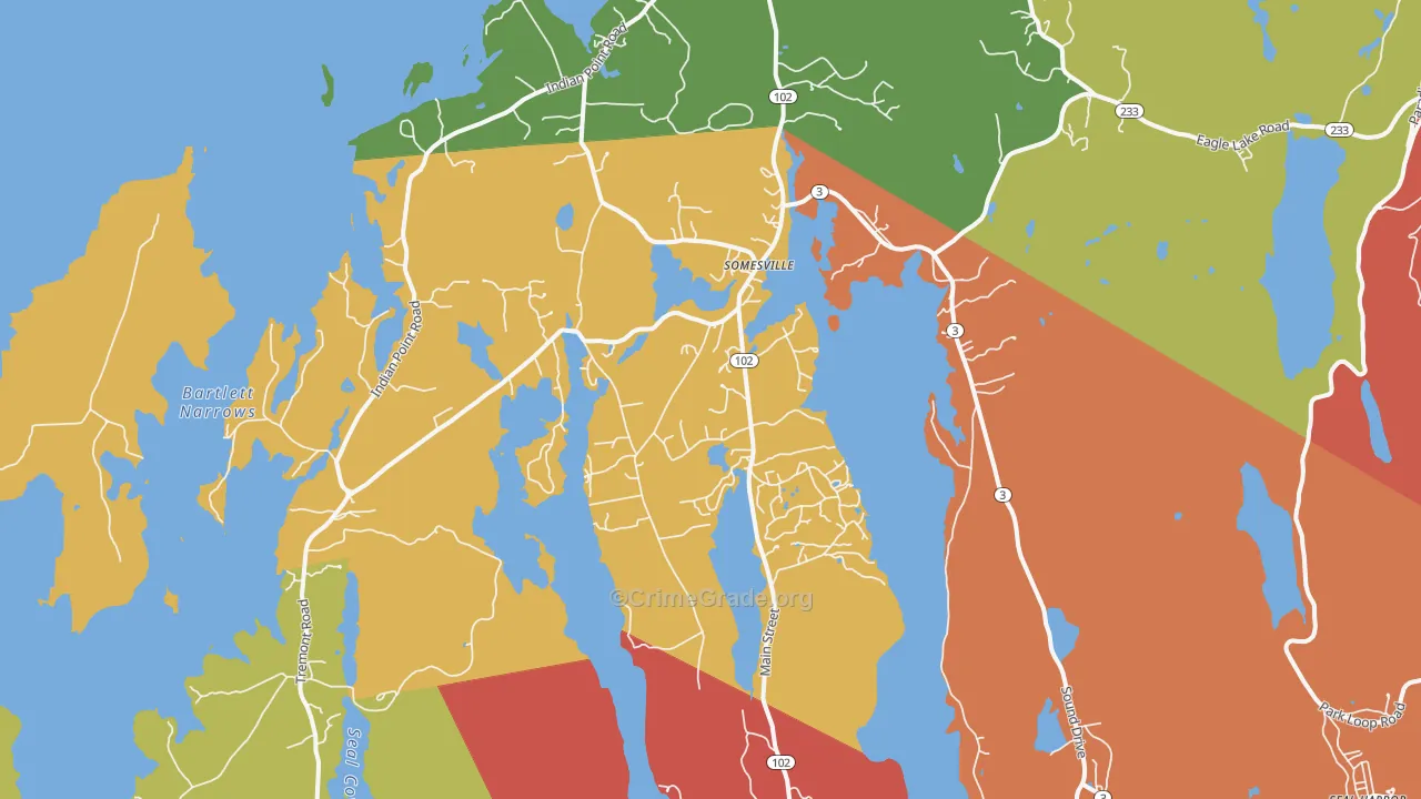 Mount Desert, ME Map of Theft Rates