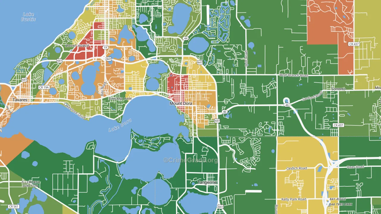 Mount Dora, FL Map of Theft Rates