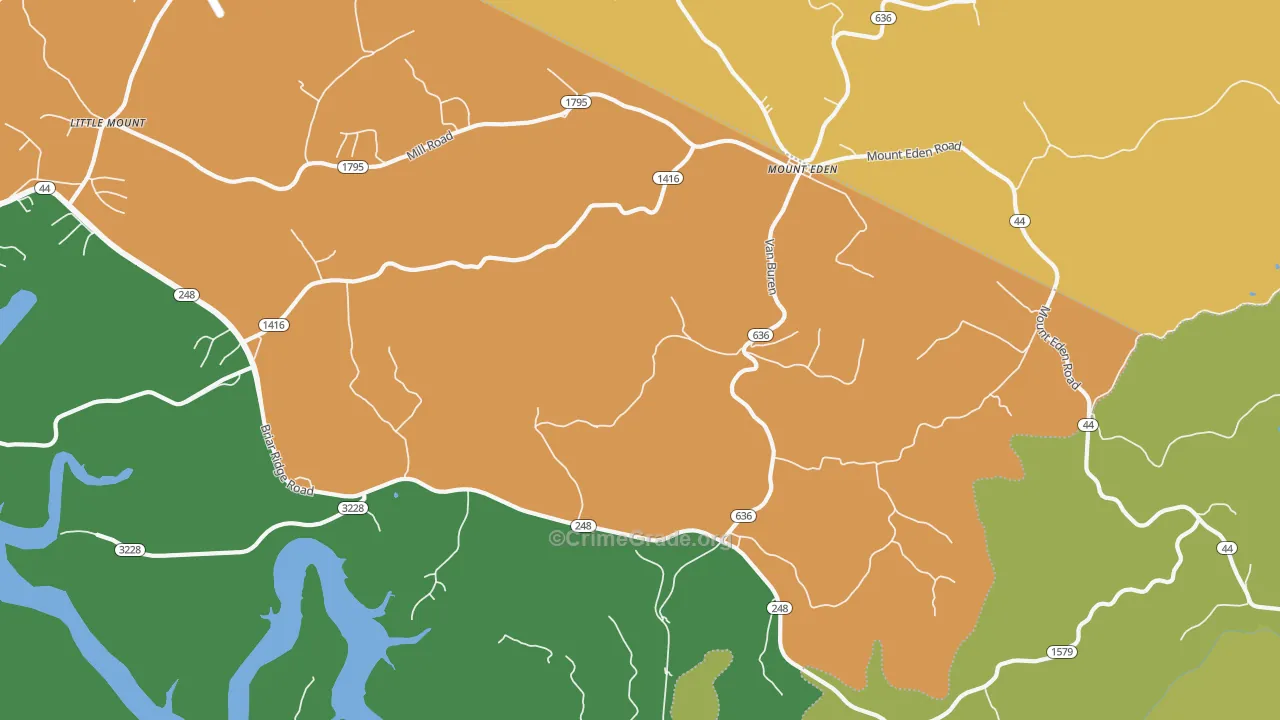 Mount Eden, KY Map of Theft Rates