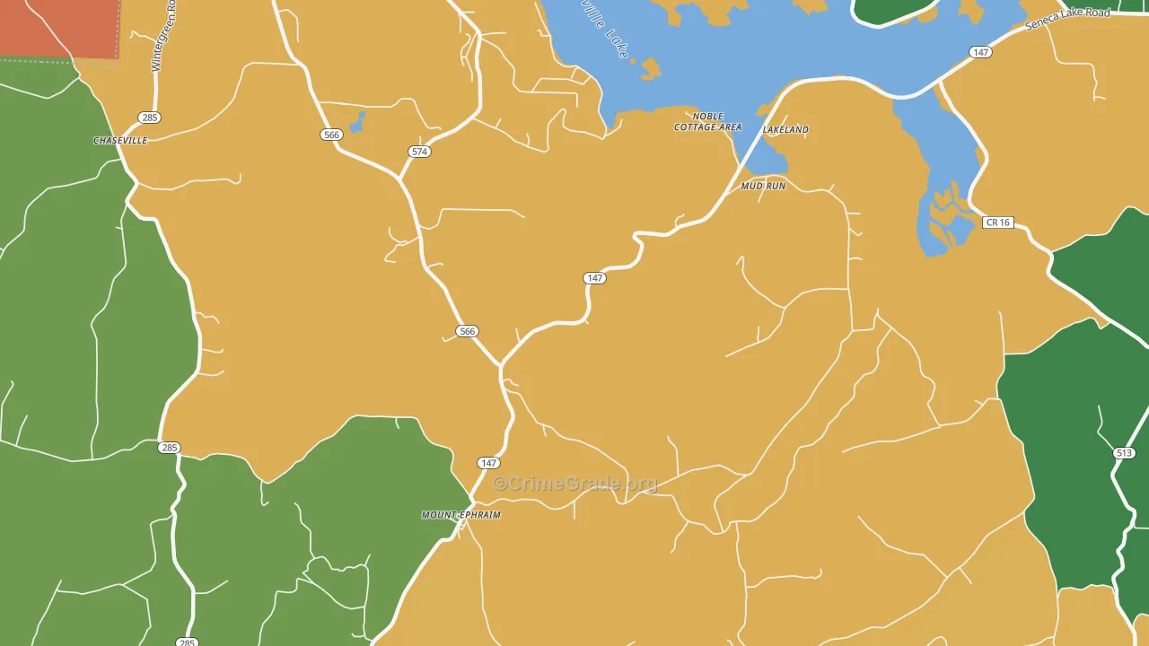 Mount Ephraim, OH Map of Theft Rates