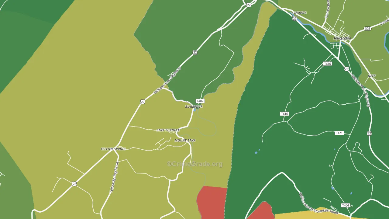 Mount Etna, PA Map of Theft Rates