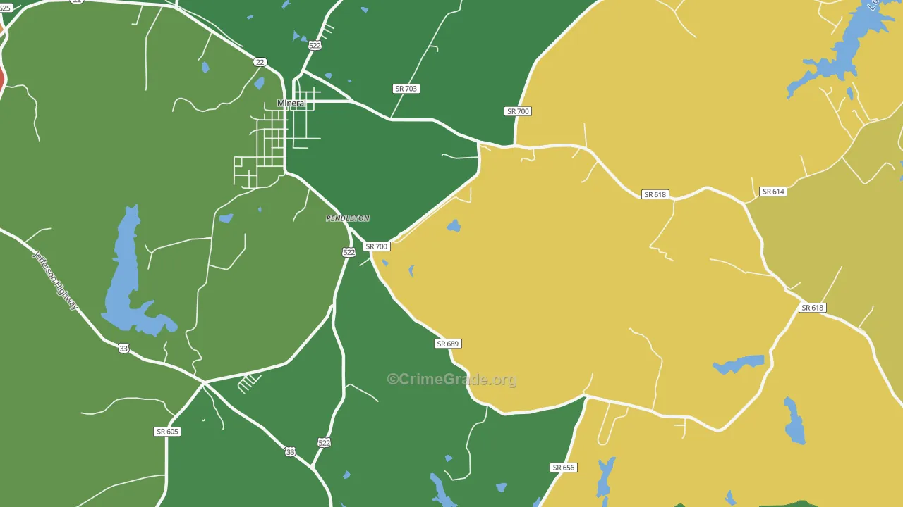 Mount Garland, VA Map of Theft Rates