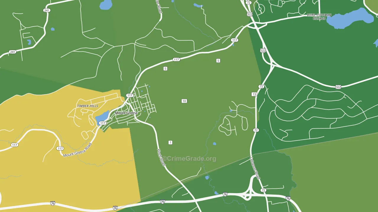 Mount Gretna Heights, PA Map of Theft Rates