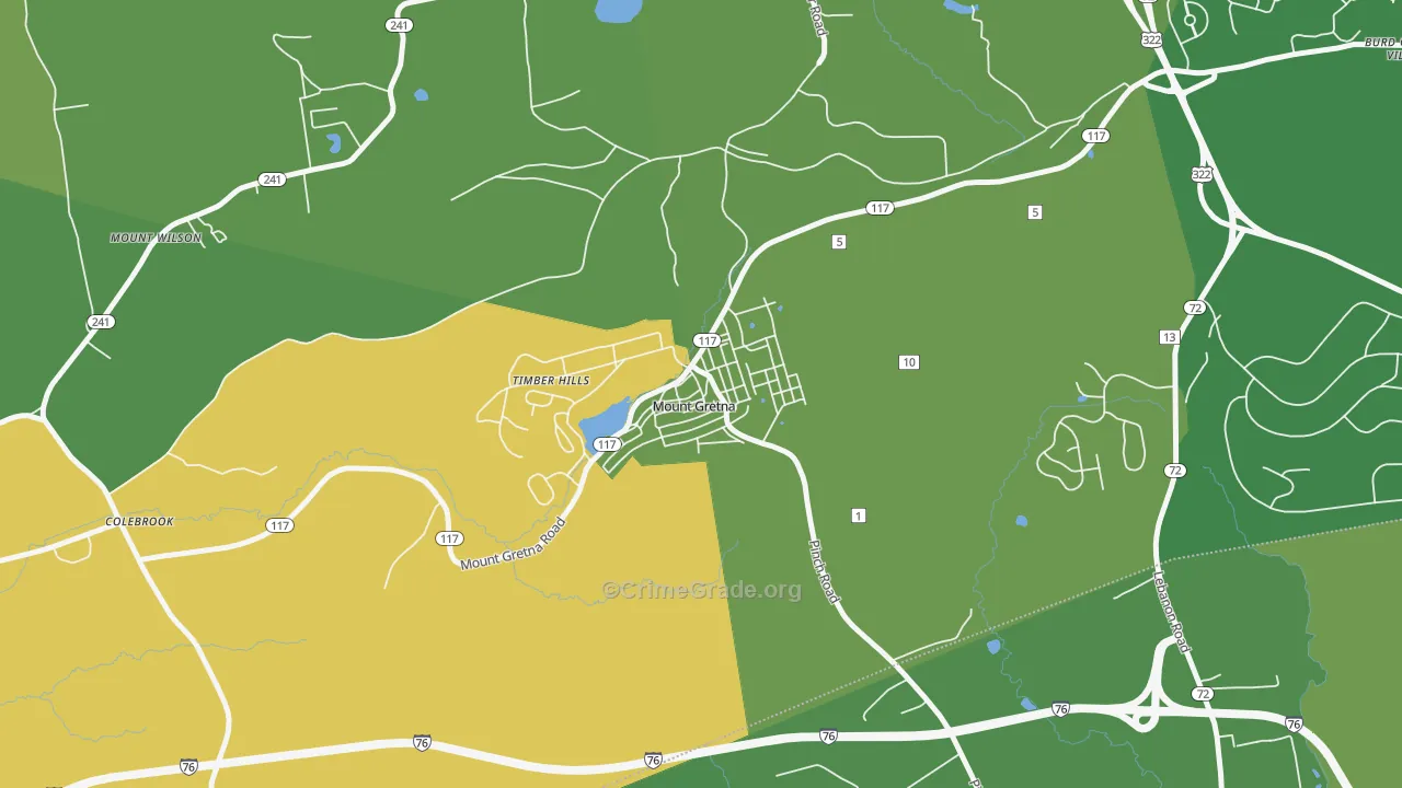 Mount Gretna, PA Map of Theft Rates