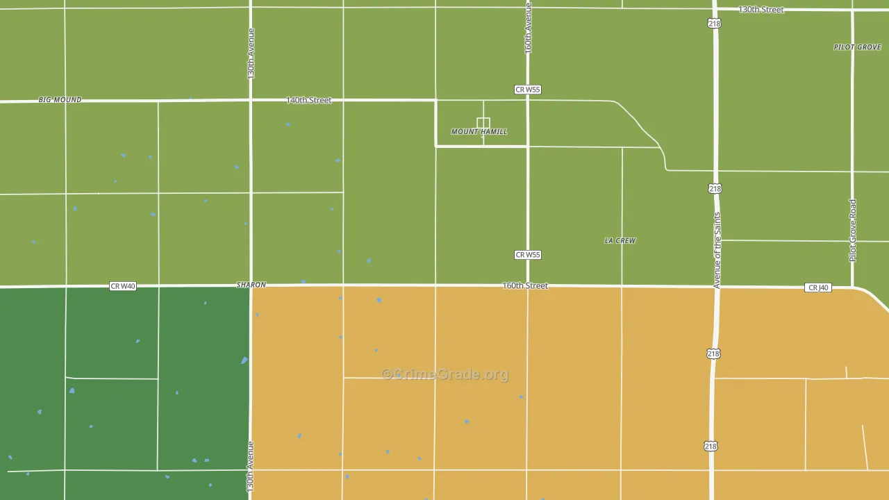 Mount Hamill, IA Map of Theft Rates
