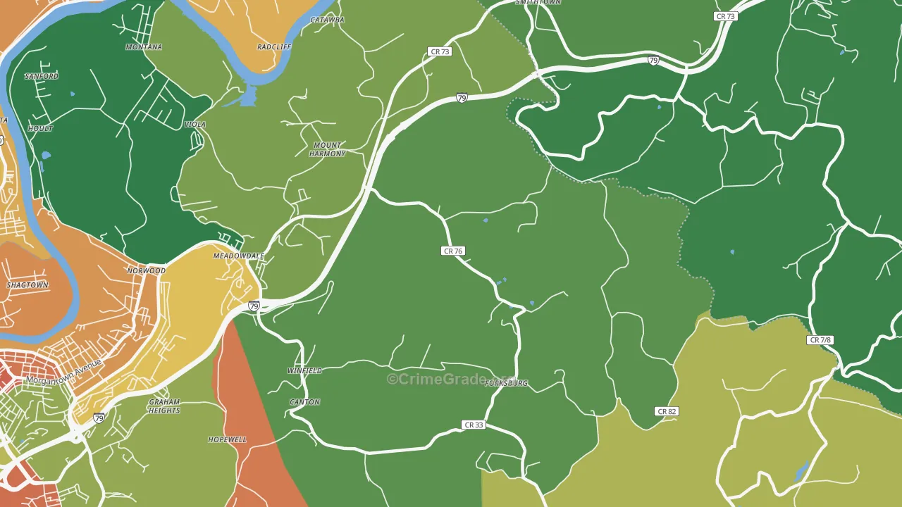 Mount Harmony, WV Map of Theft Rates