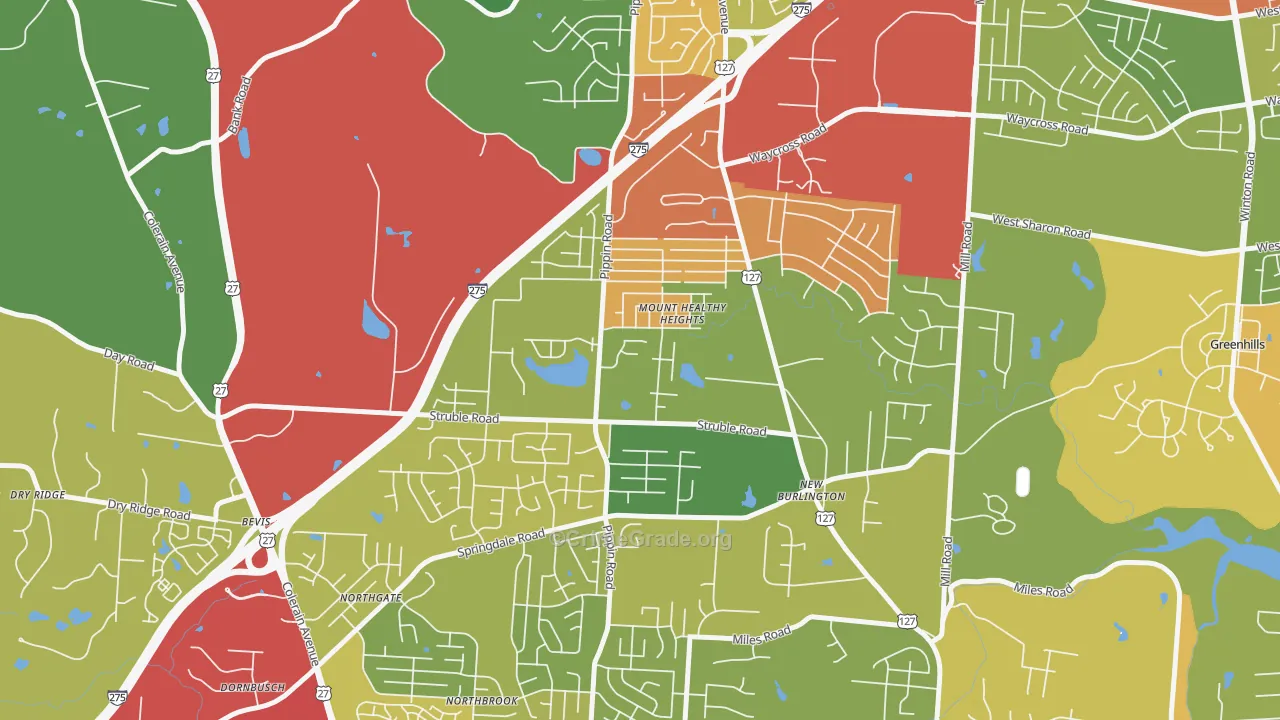 Mount Healthy Heights, Cincinnati, OH Map of Theft Rates