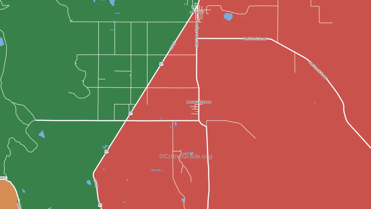 Mount Hebron, CA Map of Theft Rates